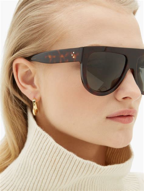 tortoise shell celine sunglasses|celine flat top sunglasses tortoise.